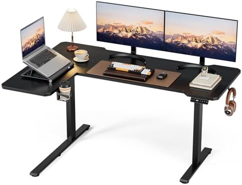 Acrolix L Shaped Electric Standing Desk,59x40 Reversible,Black by Acrolix