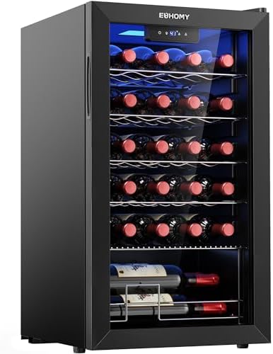 EUHOMY 25 bottle Wine Cooler Refrigerator, Wine Fridge Glass Door, Black by EUHOMY