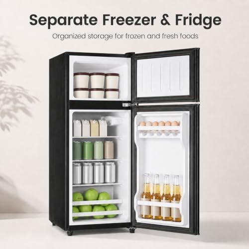 4.5 Cu.Ft Mini Fridge with Freezer, 2-Door Compact Refrigerator for Dorm/Office/Bedroom, Energy Efficient & Quiet, Black - Image 6
