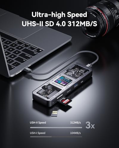 DOCKCASE Explorer Edition 10-in-1 USB C Hub, Dual 4K HDMI Docking Station for 2 Monitor, Gigabit Ethernet,1 USB-C and 3 USB-A Ports,100w PD, UHS-II TF/SD Card Reader for MacBook Pro, XPS, and More - Image 5