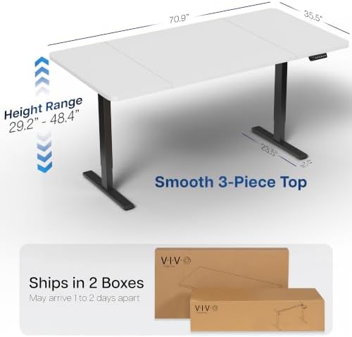 VIVO White 71 x 36 in Standing Desk, DESK-KIT-1B7W-36 - Image 3