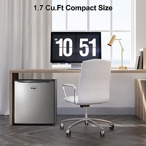 Walsh Compact Refrigerator, Single Door Mini Fridge, Energy Efficient, Adjustable Mechanical Thermostat with Chiller, Reversible Doors and Leveling Front Legs, 1.7 Cu Ft., Stainless Steel - Image 5