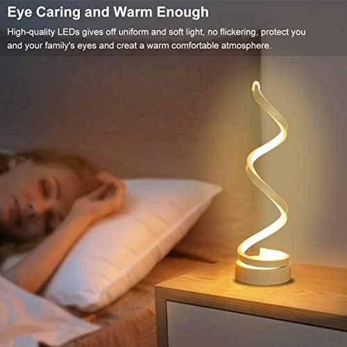 Modern Spiral Table Lamp, Dimmable Table Lamps for Bedroom, 12W LED Desk Lamp for Living Room, 3 Colors 10 Brightness Bedside Lamps Nightstand Lamps Desk Light for Nightstand, Office - White - Image 5