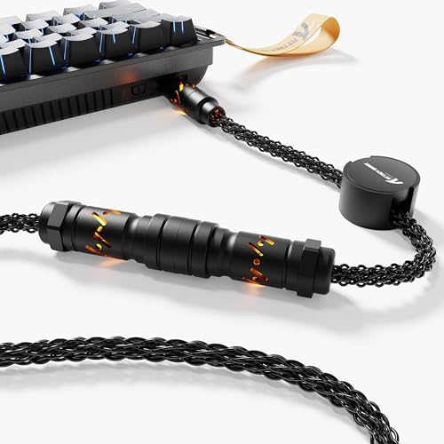 ATTACK SHARK C07 Custom Braided Aviator Cable with Light Up RGB-Black by ATTACKSHARK