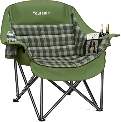 Youtanic Oversized Large Padded Camping Chair, 400 lbs Foldable Lawn Chair by Youtanic