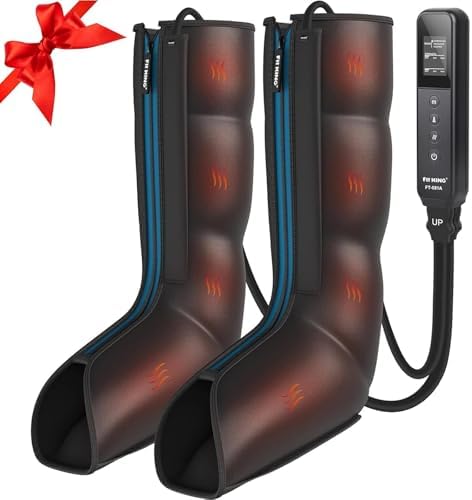 FIT KING Leg Massager with Heat and Compression Therapy – Leg Massage for Circulation, Swollen Leg Pain and Fatigue Relief – Foot Calf Massager Boots – Fathers Day Gift for Dad by FITKING