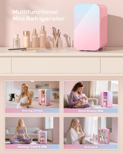 BEICHEN Mini Fridge, 6 Liter/8 Can Skincare Fridgefor Skin Care, Cosmetics - Image 2