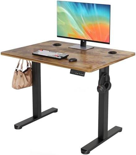YDN 32 x 19 Inch Rustic Brown Electric Standing Desk by YDN