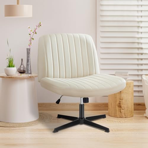 DUMOS Criss Cross Chair, Cross Legged Vanity Chair No Wheels, Home Office by DumosLifestyle