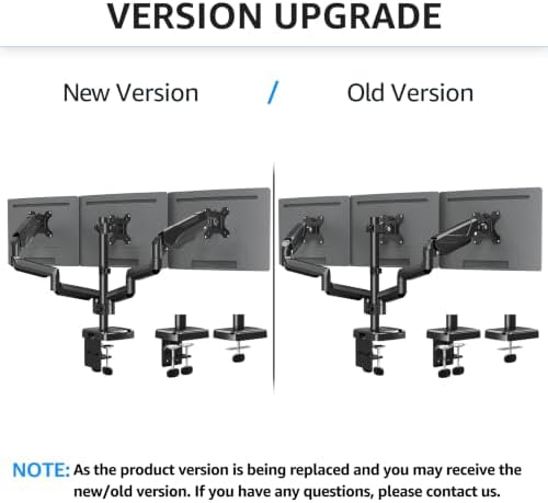 MOUNTUP Triple Monitor Mount, Triple Monitor Desk Mount for Max 27 inch Computer Screens, 3 Monitors Stand for Desk, Monitors Arm with Swivel, Tilt, Rotation, Each Arm Holds 4.4-19.8 lbs - Image 5