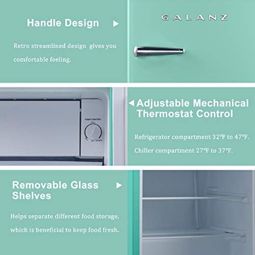 Galanz GLR25MGNR10 Retro Compact Refrigerator, Mini Fridge with Single Doors, Adjustable Mechanical Thermostat with Chiller, Green, 2.5 Cu Ft - Image 6