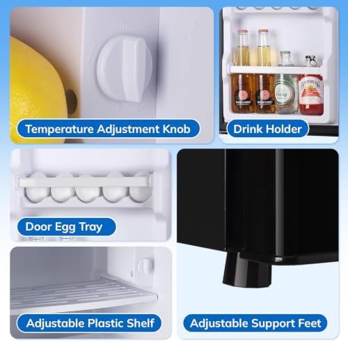 DEMULLER 2.4 Cu.Ft Small Refrigerator with Freezer Mini Fridge Removable Plastic Shelves Ideal for Apartment,Dormitory Black - Image 5
