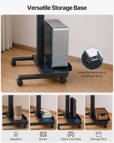 HUANUO 28" Mobile Standing Desk with Drawer and Charging Station - Image 6