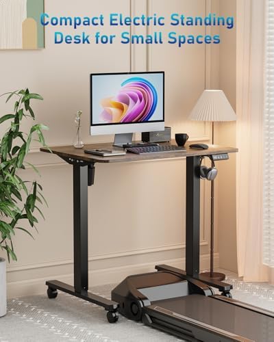 32" Small Rolling Electric Standing Desk Adjustable Height for Home Office - Image 3