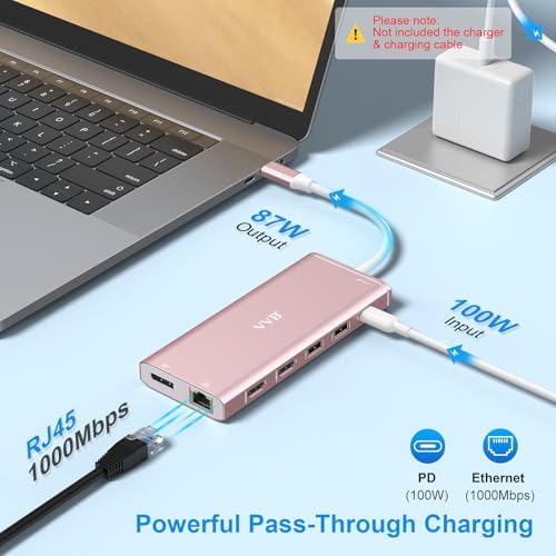 USB C Laptop Docking Station Dual Monitor 14 in 1 USB C Hub Multi Adapter - Image 6