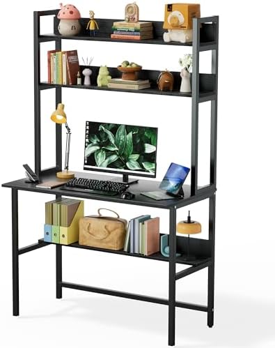Aquzee 40 Inch Desk with Hutch, Computer Desk with Shelves by Aquzee