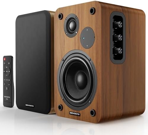 5-Inch Powered Bookshelf Speakers: PC Speakers for Record Player by MEVOSTO