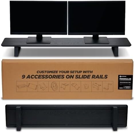 ULTRARM Moodular Wooden Monitor Stand Desk Organizer, Large 45.6" Black by ULTRARM