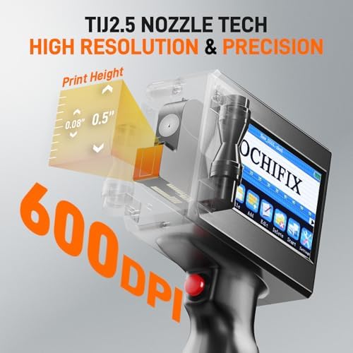 GOCHIFIX Handheld Inkjet Printer with 4.3'' Touch Screen Portable Handheld Printer Printing Height 0.08-0.5 Inch Inkjet Coding Machine for Text QRCode Barcode Image Date (Support 27 Languages) - Image 2