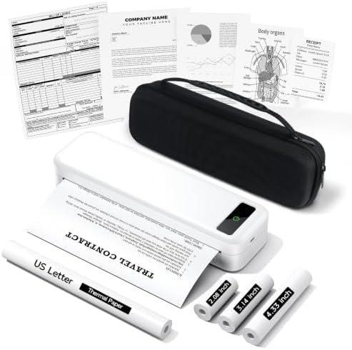 A285M Wireless Inkless Portable Thermal Printer, with Case & 4 Rolls Paper by TATTMUSE