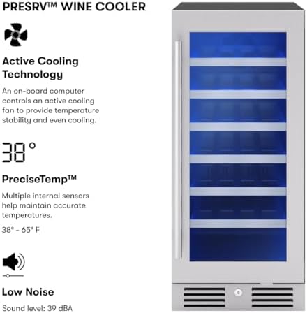 Zephyr Presrv 15 Inch Slim Wine Fridge Beverage Refrigerator Under Counter - Image 2