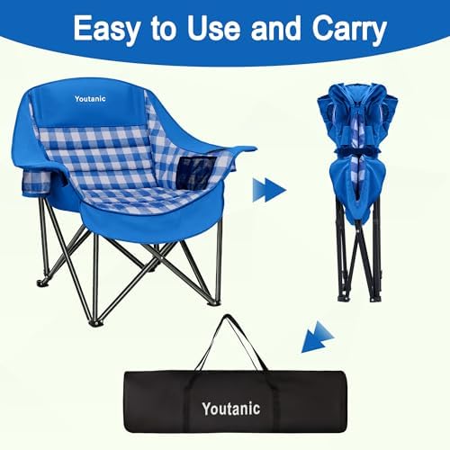 Youtanic Oversized Large Padded Camping Chair, 400 lbs Foldable Lawn Chair - Image 5