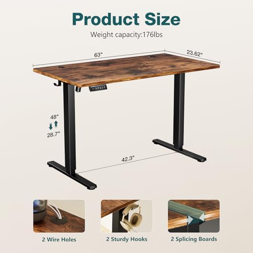 Sweetcrispy Electric Standing Desk, Computer Desk, 63x24 Inch - Image 3