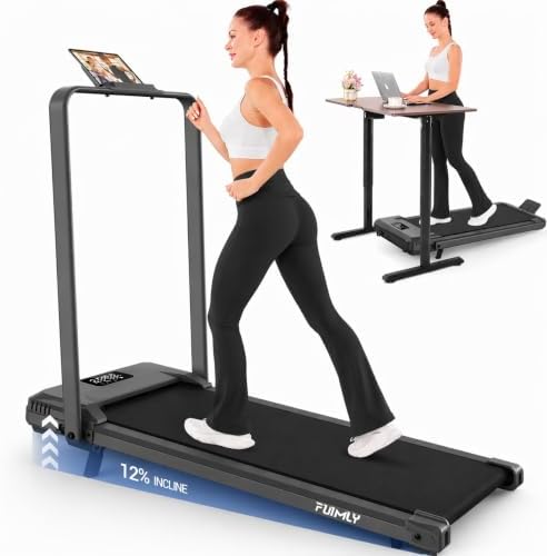 FUNMILY Upgrade Walking Pad Folding Treadmill with 12%/15% Incline & Handle Bar, 3.5HP Foldable Under Desk Compact Treadmills for Home/Office/Gym, 400+lb Capacity, Shock Absorption by FUNMILYSportsFitnessCardioTraining