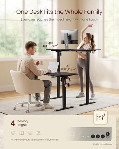 VASAGLE Electric Standing Desk, Height Adjustable, 47.2 x 23.6 Inches - Image 4