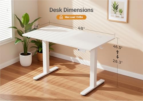 Claiks Electric Height Adjustable Standing Desk, 48x24 Inch, Cold White - Image 3