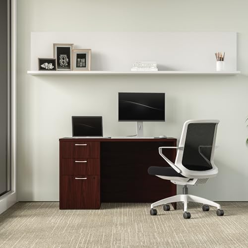 HON MOD Computer Desk, Office Desk with 3 Drawers, Mahogany - Image 2