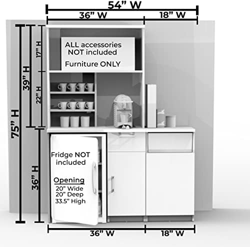 BREAKtime Fridge Space Hutch Cabinet with Microwave Space and Trash Bin, Commercial Office Breakroom Cabinet, Fully Assembled, 54" W x 24" D x 75" H, Appliances Not Included, Beech - Image 5