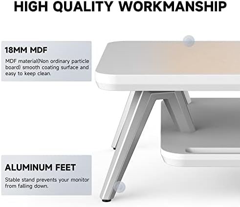 Fenge Monitor Stand Riser, Wooden Desk Shelf with 2-Tier Storage - Image 3