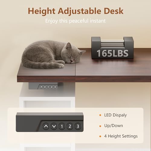 71" LED L Shaped Standing Desk with Hutch and Drawers White - Image 7