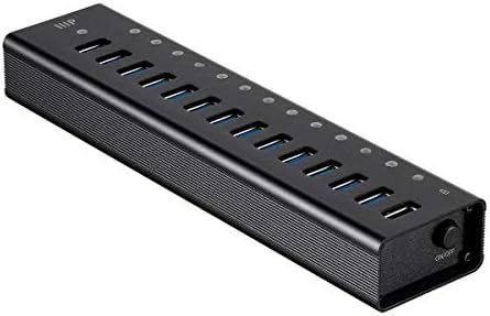 Monoprice Powered USB 3.0 Hub - 13-Port, Heavy Duty Aluminum, 5Gbps, Plug-n-Play with AC Adapter, 2.4 Amps Charging Ports, Black - Image 4