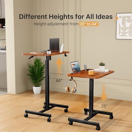 28 inch Small Mobile Standing Desk Height Adjustable with Wheels - Image 3