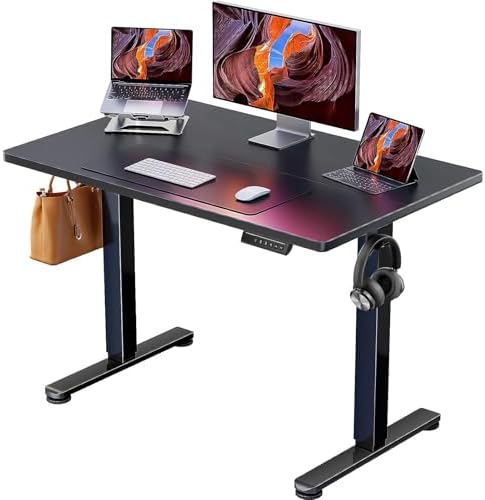ErGear Height Adjustable Electric Standing Desk, 40 x 24 Inches Sit Stand up Desk, Memory Computer Home Office Desk, Black by ErGear