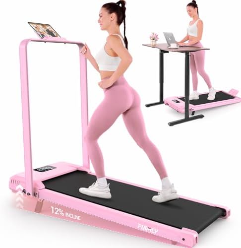 FUNMILY Upgrade Walking Pad Folding Treadmill with 12%/15% Incline & Handle Bar, 3.5HP Foldable Under Desk Compact Treadmills for Home/Office/Gym, 400+lb Capacity, Shock Absorption by FUNMILYSportsFitnessCardioTraining