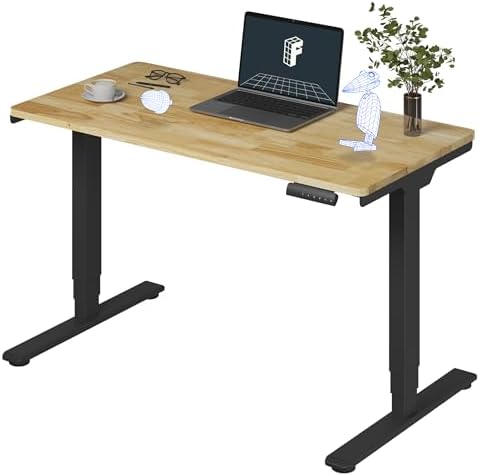 FlexiSpot E6 Solid Wood 3-Stage Dual Motor 48 x 24 Electric Standing Desk, Holds 220 lbs, Adjustable Height w/ Memory Presets, Butcher Block Rubberwood Desktop & Black Frame, Ships in 2 Boxes by Unknown