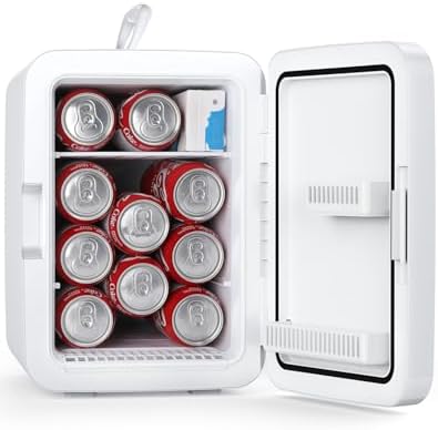 Antarctic Star Compact Mini Fridge, 10L Portable Small Refrigerator, 2.6 Gal Desktop Fridge with AC/DC Adapters, Small Cosmetics Cooler for Beverage, Food, Makeup, Bedroom, Office, Dorm, White by AntarcticStar