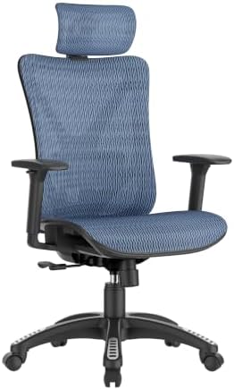 ELABEST Mesh Office Chair,Ergonomic Computer Desk Chair,Sturdy Task Chair- Adjustable Lumbar Support & Armrests,Tilt Function,Comfort Wide Seat,Swivel Home Office Chair (Navy Blue) by ELABEST