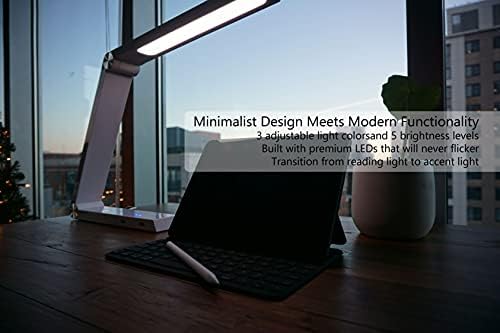 Modern LED Desk Lamp with Dimmable Light Control Wireless Charging and 2 USB Ports for Home Office Dorms Bedroom Reading Light (Black) - Image 5