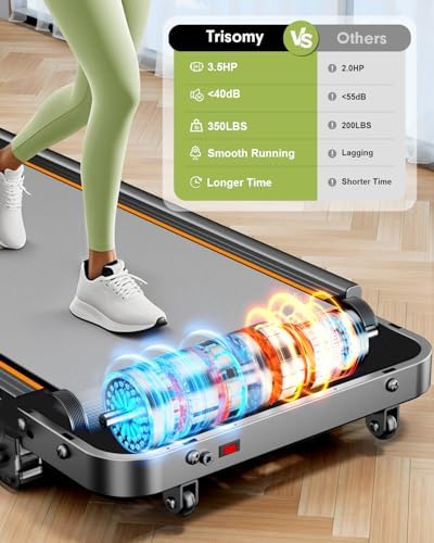 Foldable Walking Pad Treadmill with 12% Incline Upgrade 3.5HP Low Noise Walking Pad Treadmill with Handle Bar 4 in 1 Under Desk Treadmills for Home/Office, 350Lbs Capacity, APP & Remote Control - Image 4