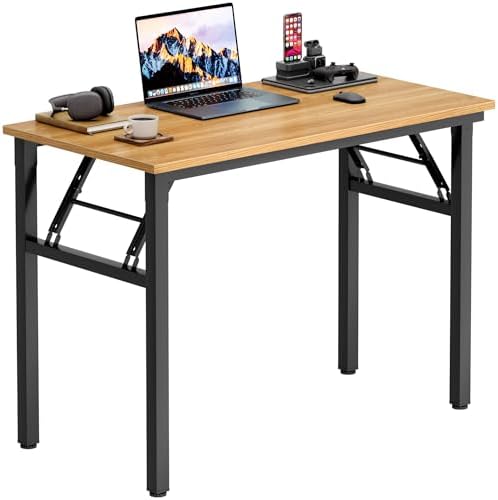 Need Office Computer Desk 35.8 Inch Sturdy Folding Laptop Table Teak by Need