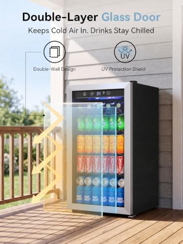 Icyglee 145 Can Mini Fridge, 4.5 Cu.Ft Beverage Refrigerator Cooler, Silver - Image 4
