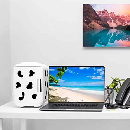 Cooluli Skincare Mini Fridge for Bedroom - Car, Office Desk & Dorm Room - Portable 4L/6 Can Electric Plug In Cooler & Warmer for Food, Drinks, Beauty & Makeup, 12v AC/DC & Exclusive USB, Cow Print - Image 5