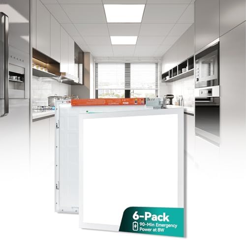 6 Pack 2x2 LED Flat Panel Light with Emergency Battery Backup by VocgoUULighting