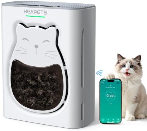 Pet Air Purifier for Home, H13 HEPA Washable Filter,Air Cleaner with APP&Air Quality Monitor for Pet Hair Dander Odor Allergies Pollutant Smoke Dust for Large Rooms 2200 Ft², Auto Mode,P365 White by Heapets