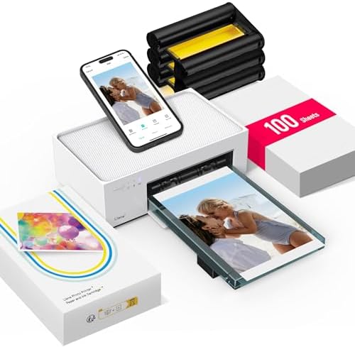 Liene M100 4x6'' Photo Printer, Phone Printer 100 Sheets & 3 Cartridges, Full-Color Photo, Portable Instant Photo Printer for iPhone Android, Thermal Dye Sublimation, Wi-Fi Picture Printer 100 Papers by Liene