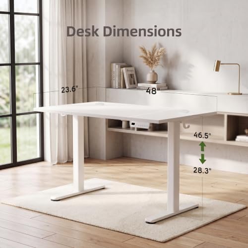 Claiks Electric Standing Desk, 48x24 Inch, White - Image 3